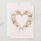 ホワイトローズフローラハートボウ誕生日 招待状 (裏面)