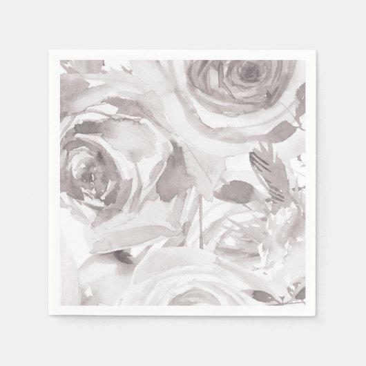 ホワイトローズフローラバラエレガモダンントウェディング スタンダードカクテルナプキン (正面)