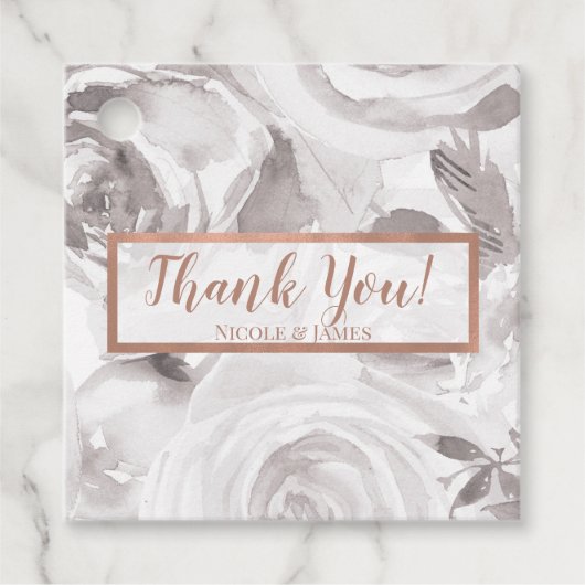 ホワイトローズフローラバラエレガモダンントウェディング フェイバータグ (正面)