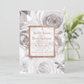 ホワイトローズフローラバラモダンシックブライダルシャワー 招待状 (スタンド正面)