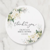 ホワイトローズフローラブライダルシャワーギフトラベル フェイバータグ (正面)