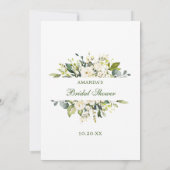 ホワイトローズフローラブライダルシャワーゲームカード 招待状 (裏面)