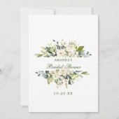 ホワイトローズフローラブライダルシャワーゲームカード 招待状 (裏面)