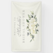 ホワイトローズフローラブライダルシャワーバナー 横断幕 (縦)