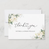 ホワイトローズフローラブライダルシャワーフラット サンキューカード (正面)