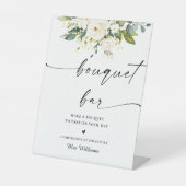 ホワイトローズフローラブライダルシャワーブーケバーサイン 台座サイン (正面)