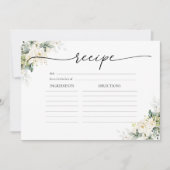 ホワイトローズフローラブライダルシャワーラージレシピカード 招待状 (正面)