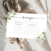 ホワイトローズフローラブライダルシャワーラージレシピカード 招待状