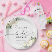 ホワイトローズフローラブライダルシャワー紙プレート ペーパープレート (パーティー)