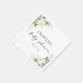 ホワイトローズフローラベビーシャワーペーパーナプキン スタンダードカクテルナプキン (角)