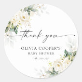 ホワイトローズフローラベビーシャワー ラウンドシール (正面)