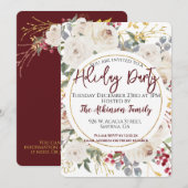 ホワイトローズフローラホリデーパーティー 招待状 (正面/裏面)