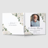 ホワイトローズフローラメモリアル葬儀フォトシルバー ゲストブック (全面)