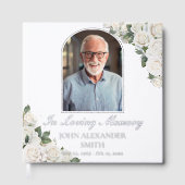 ホワイトローズフローラメモリアル葬儀フォトシルバー ゲストブック (正面)