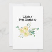 ホワイトローズフローラユーカリプトゥスブルー80誕生日 招待状 (裏面)