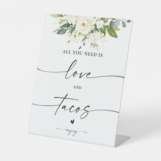 ホワイトローズフローララブアンドタコスのサイン 台座サイン (正面)