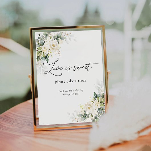 ホワイトローズフローララブズスイートサイン 台座サイン