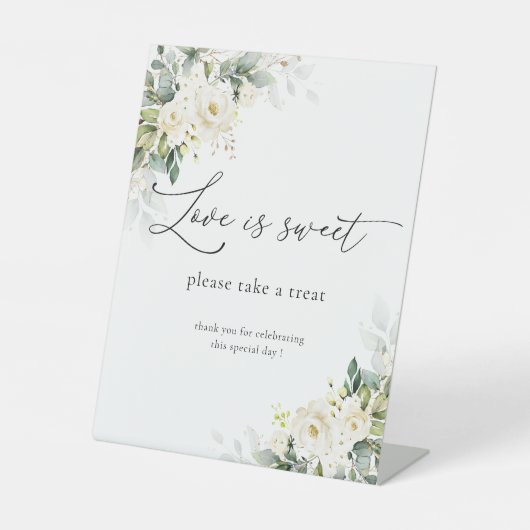 ホワイトローズフローララブズスイートサイン 台座サイン (正面)