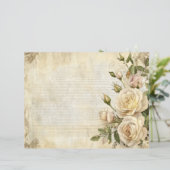 ホワイトローズフローラヴィンテージアンティーク紙シート (スタンド正面)