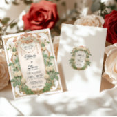 ホワイトローズフローラヴィンテージウェディング招待状 招待状