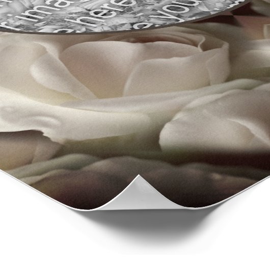 ホワイトローズフローラヴィンテージ自分の写真を作成 ポスター (角)