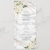 ホワイトローズフローラ幾何大理石結婚式 プログラム (正面/裏面)