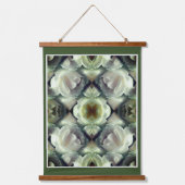 ホワイトローズフローラ抽象芸術アート 吊り下げ型タペストリー (正面)