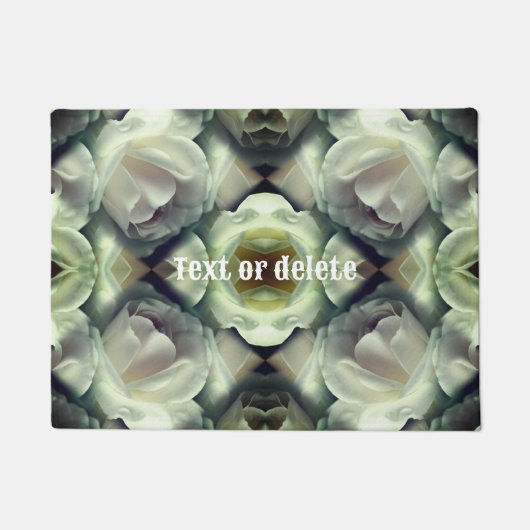 ホワイトローズフローラ抽象芸術アーパーソナライズされたト ドアマット (正面)