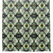 ホワイトローズフローラ抽象芸術パターン シャワーカーテン (正面)