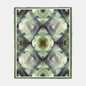 ホワイトローズフローラ抽象芸術パターン フリースブランケット (正面)