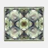 ホワイトローズフローラ抽象芸術パターン フリースブランケット (正面(横))