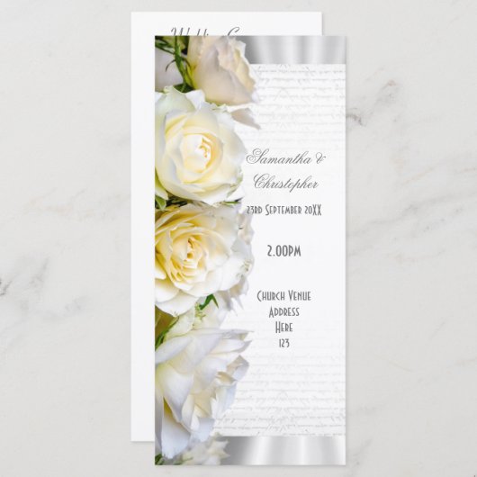 ホワイトローズフローラ教会の結婚式プログラム プログラム (正面/裏面)