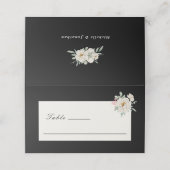 ホワイトローズフローラ水彩オンブラック結婚ズ プレイスカード (外部開封)