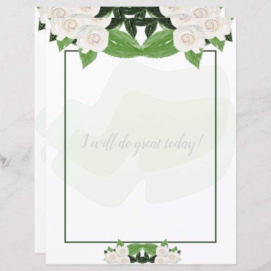 ホワイトローズフローラ筆記用紙 (正面/裏面)