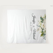 ホワイトローズフローラ結婚のセレモニー背景 タペストリー (正面(横))