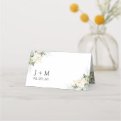 ホワイトローズフローラ結婚ズフォールディング座席表 プレイスカード (裏面)