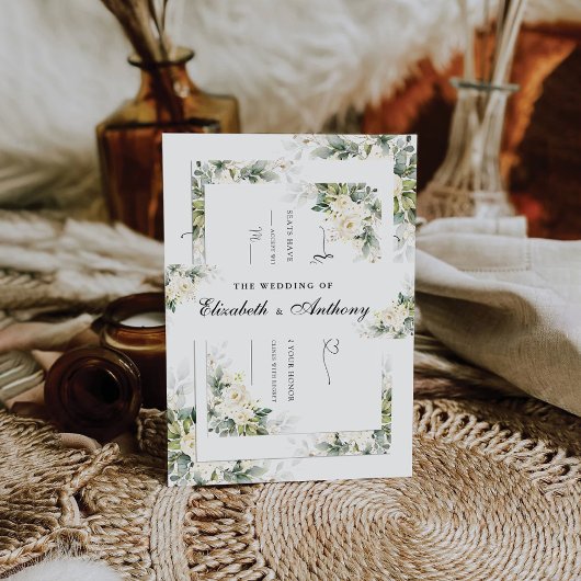 ホワイトローズフローラ結婚式招待状ベリーバンド 招待状ベリーバンド