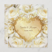 ホワイトローズフローラ結婚式招待状 招待状 (正面/裏面)