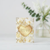 ホワイトローズフローラ結婚式RSVP エンクロージャーカード (スタンド正面)