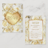 ホワイトローズフローラ結婚式RSVP エンクロージャーカード (正面/裏面)