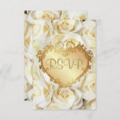 ホワイトローズフローラ結婚式RSVP 出欠カード (正面/裏面)