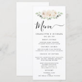 ホワイトローズフローラ結婚植物用メニューカード メニュー (正面/裏面)