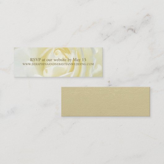 ホワイトローズフローラ結婚金ゴールドのWebサイトカードミニ スキニー名刺 (正面/裏面)