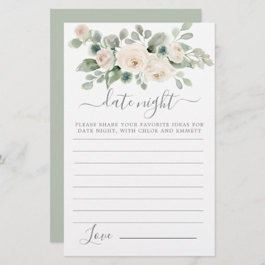 ホワイトローズフローラ緑化デイトナイトカード (正面/裏面)