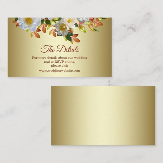 ホワイトローズフローラ金ゴールドエンクロージャカード エンクロージャーカード (正面/裏面)