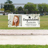 ホワイトローズフローラ金ゴールドグリッター卒業パーティー 横断幕 (インサイチュ)