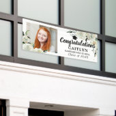 ホワイトローズフローラ金ゴールドグリッター卒業パーティー 横断幕 (ビルの外側)