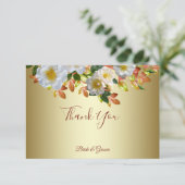 ホワイトローズフローラ金ゴールドサンキューカード サンキューカード (スタンド正面)