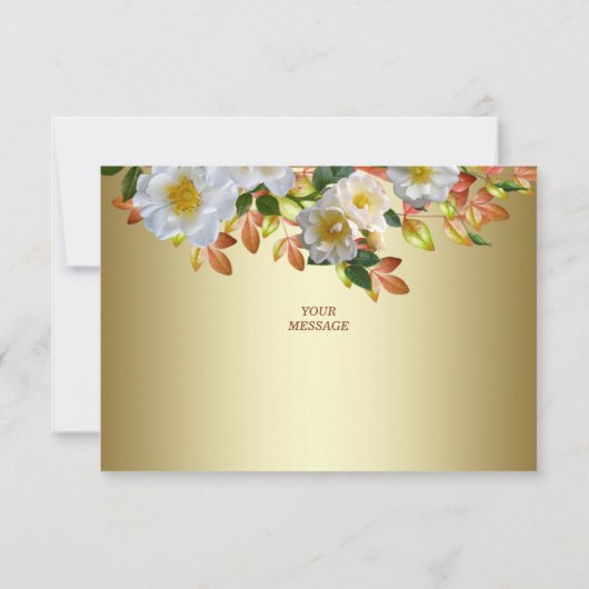 ホワイトローズフローラ金ゴールドサンキューカード サンキューカード (裏面)