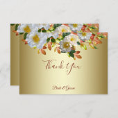 ホワイトローズフローラ金ゴールドサンキューカード サンキューカード (正面/裏面)